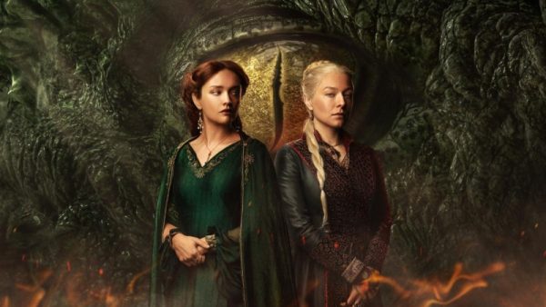 House of the Dragon Princess Rhaenyra Targaryena and Queen Alicent Hightowe standing side by side